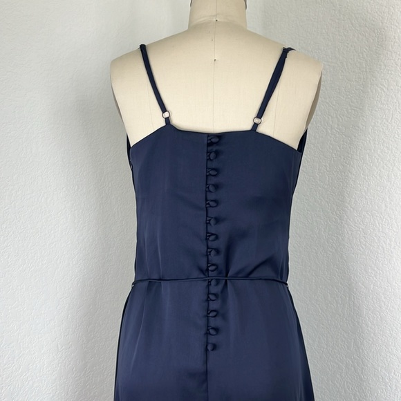 Low Classic Slim Cowl Dress Navy Button Belted - Picture 8 of 13